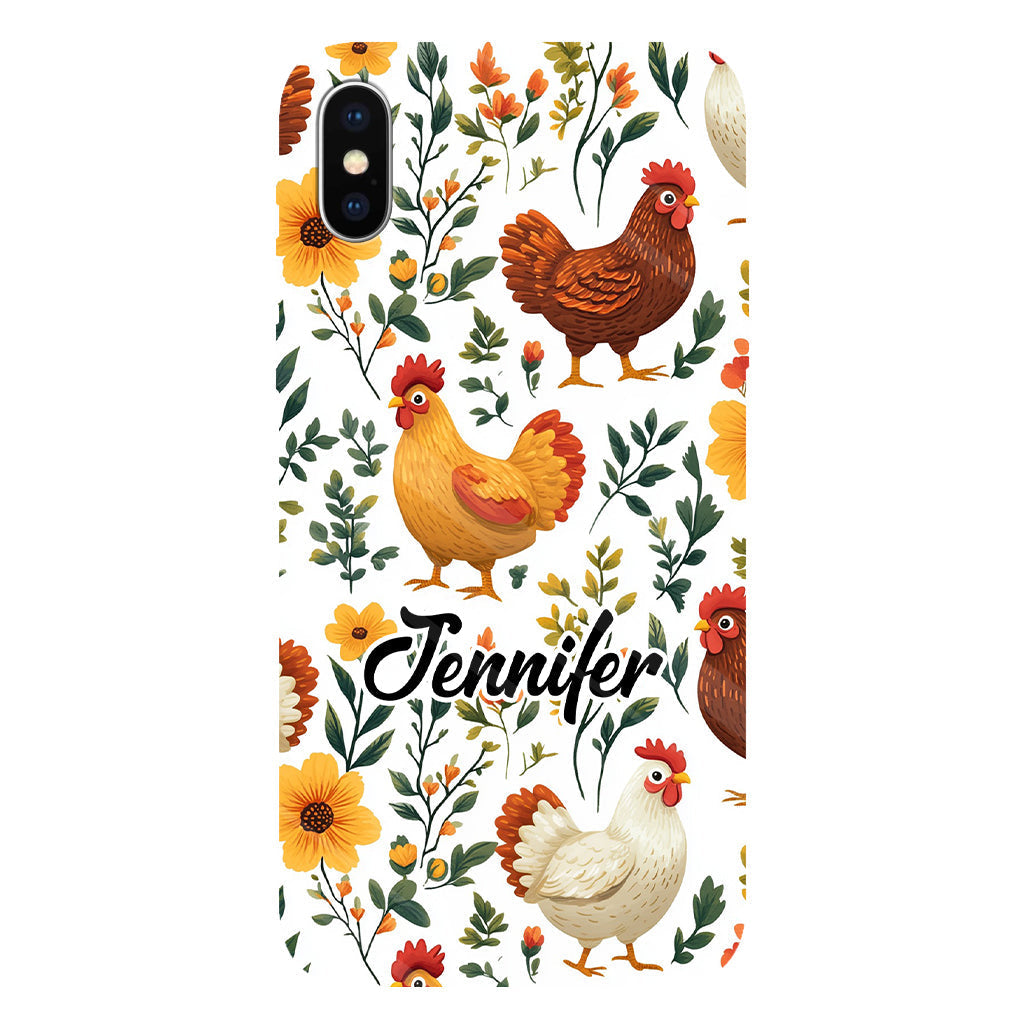 Cute Flowers Chickens - Personalized Chicken Full Print Phone Case