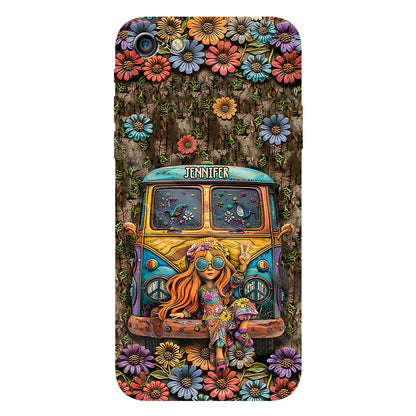 Hippie Bus And Girl - Personalized Hippie Full Print Phone Case