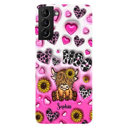 Cute Sunflower Highland Cow - Personalized Cow Full Print Phone Case