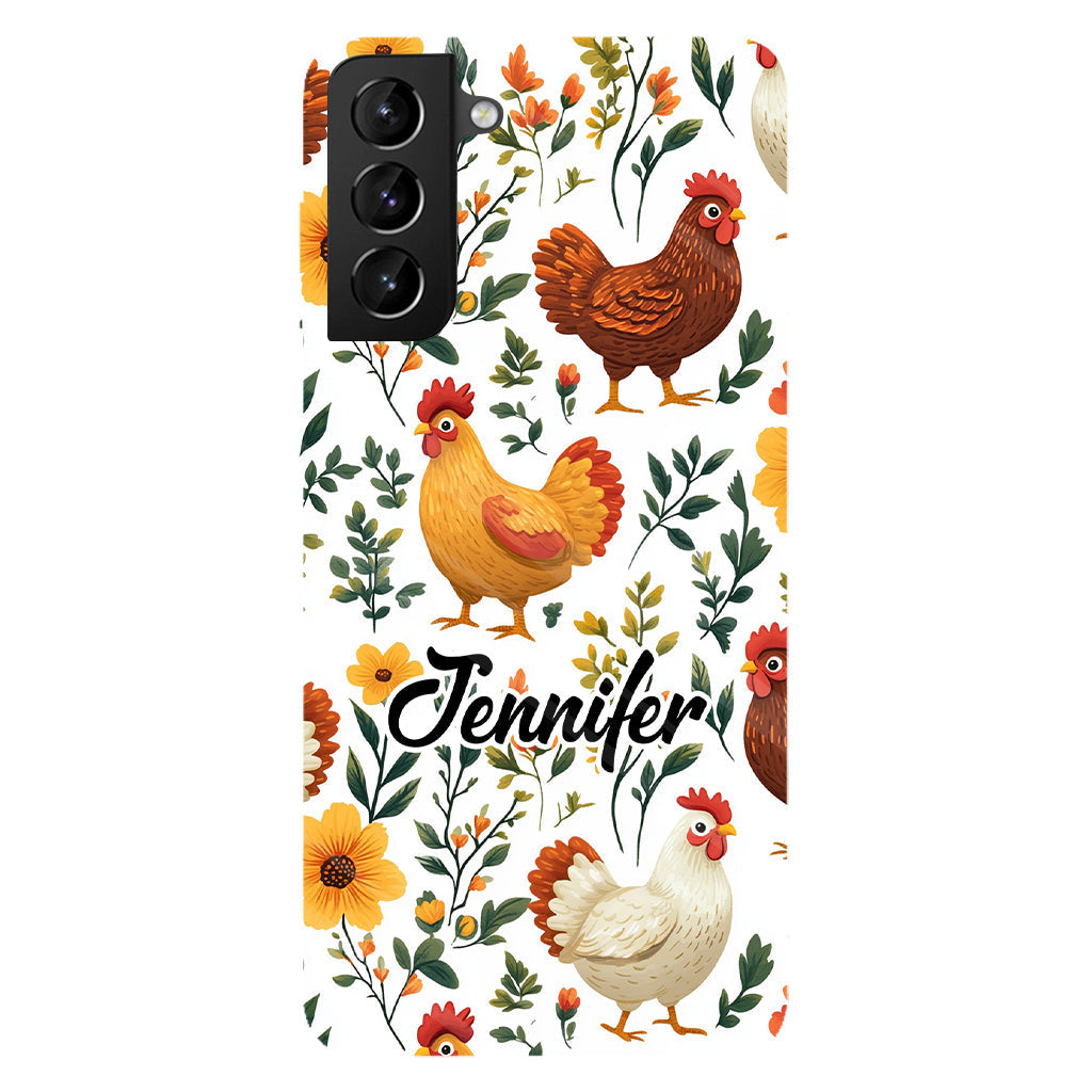 Cute Flowers Chickens - Personalized Chicken Full Print Phone Case