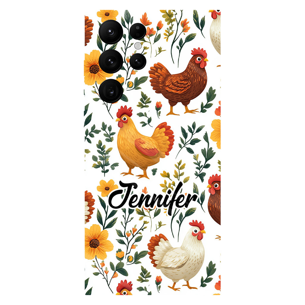 Cute Flowers Chickens - Personalized Chicken Full Print Phone Case