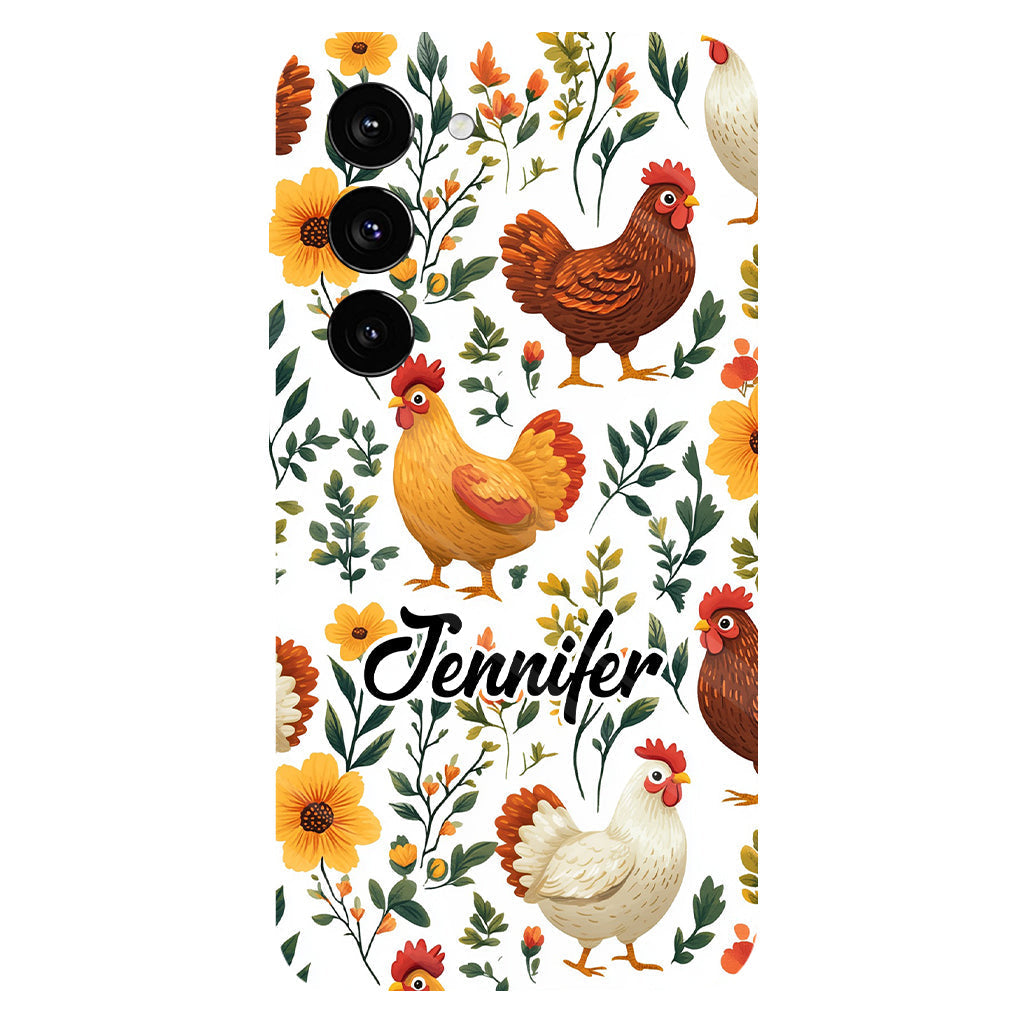 Cute Flowers Chickens - Personalized Chicken Full Print Phone Case