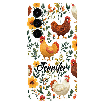 Cute Flowers Chickens - Personalized Chicken Full Print Phone Case