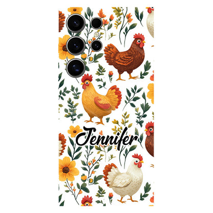 Cute Flowers Chickens - Personalized Chicken Full Print Phone Case