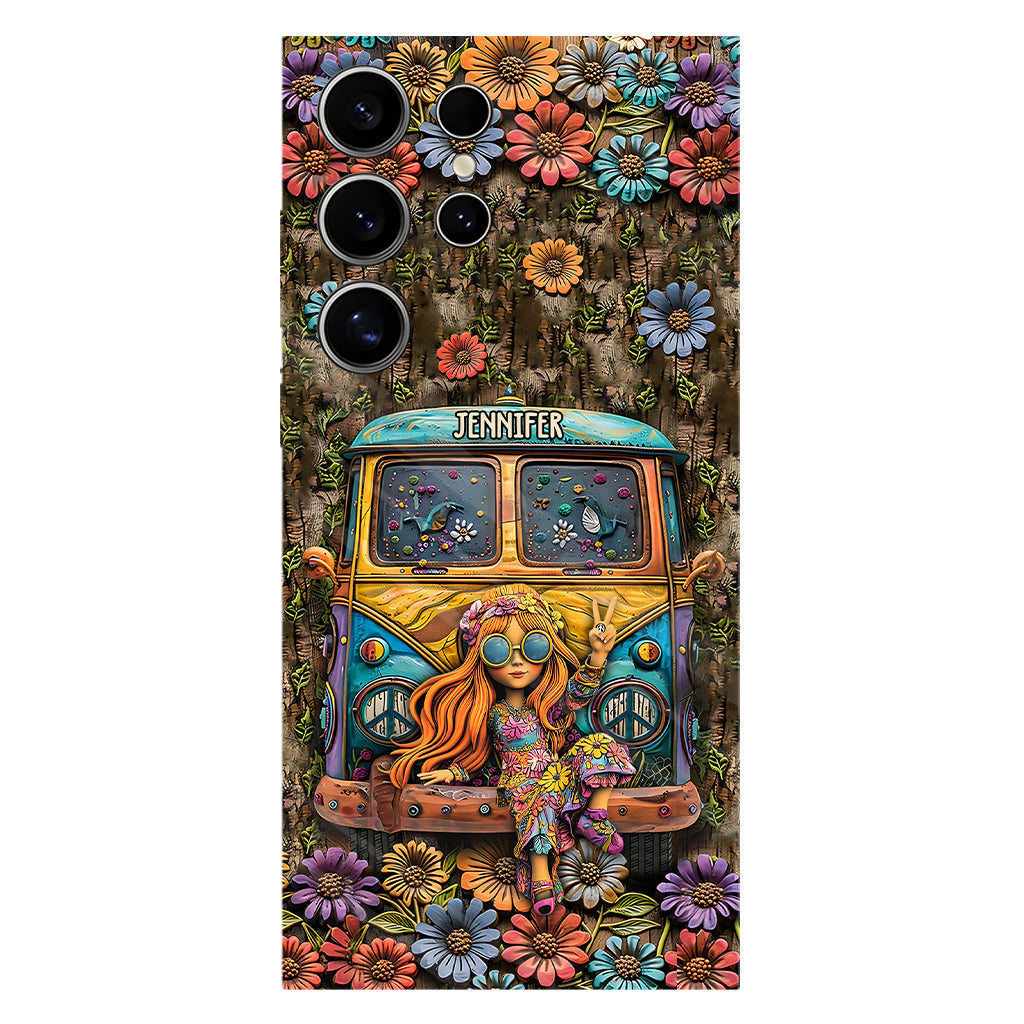 Hippie Bus And Girl - Personalized Hippie Full Print Phone Case