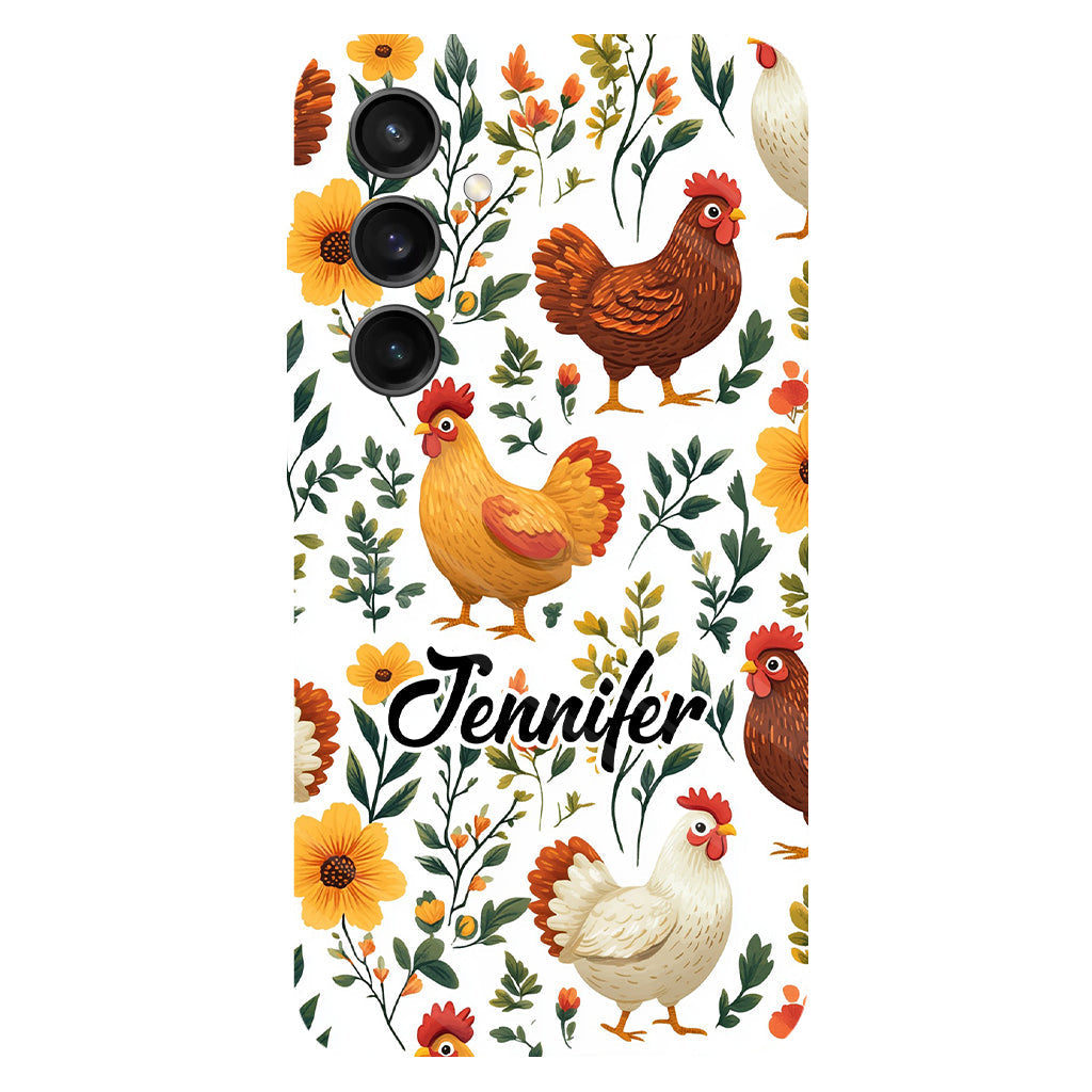 Cute Flowers Chickens - Personalized Chicken Full Print Phone Case