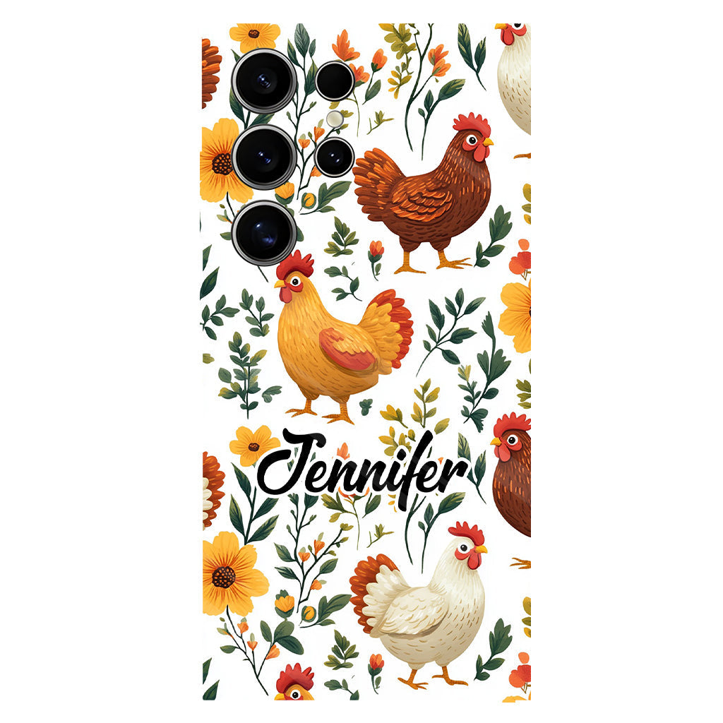 Cute Flowers Chickens - Personalized Chicken Full Print Phone Case