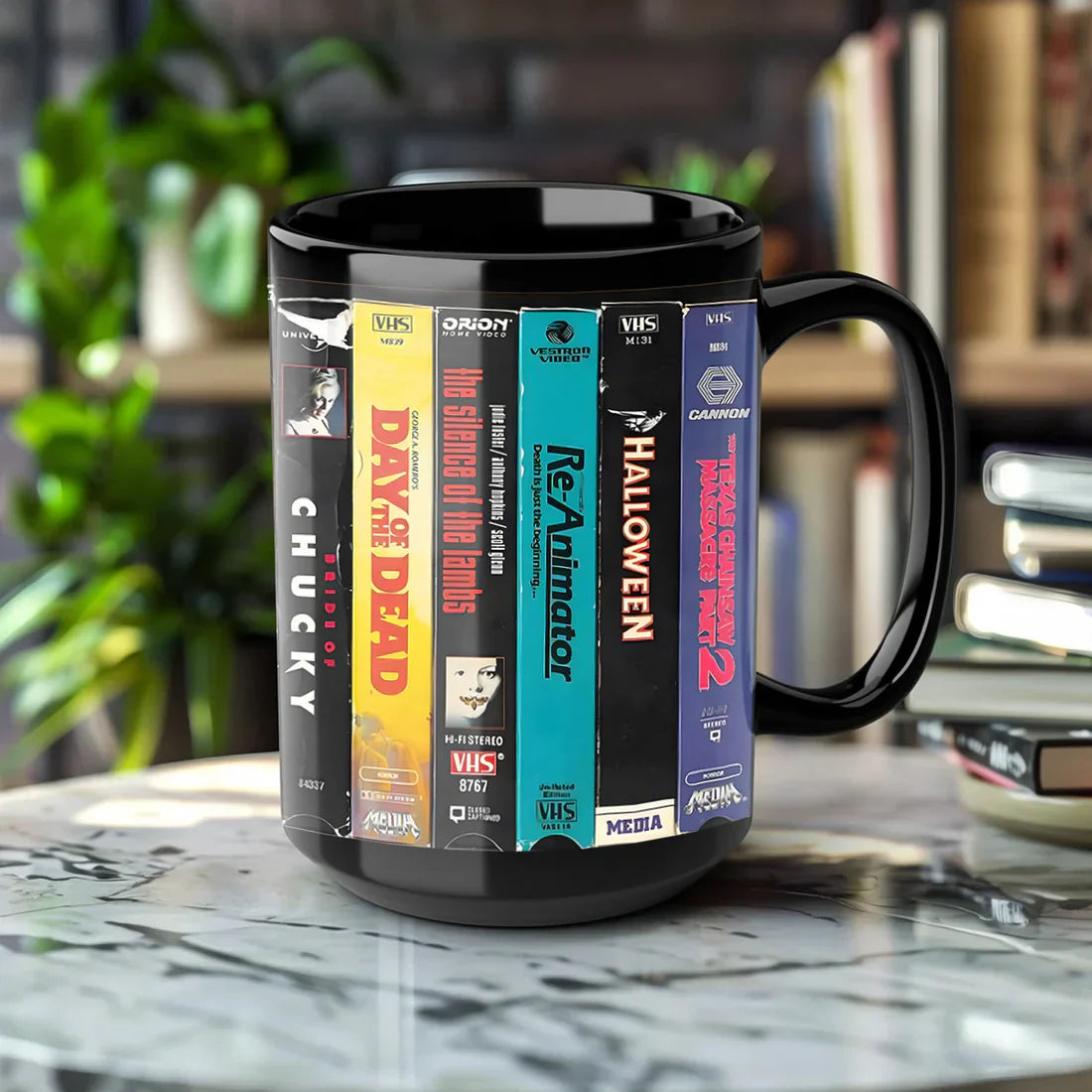 VHS Tape Halloween Movies Nostalgic Black Mug - Horror Movie