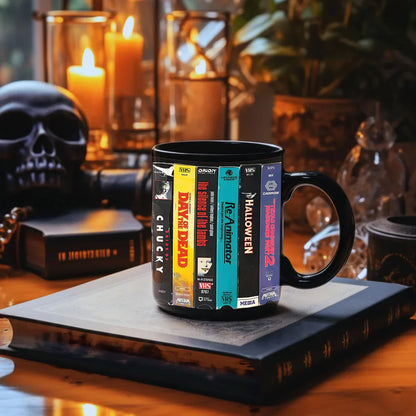 VHS Tape Halloween Movies Nostalgic Black Mug - Horror Movie