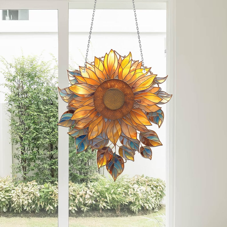 Sunflower Acrylic Window Hanging, Sunflower Decor, Sunflower Kitchen Decor,