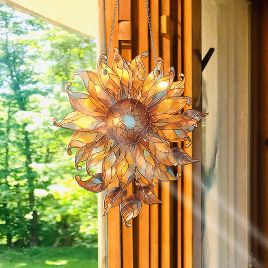 Sunflower Acrylic Window Hanging, Wall Window Garden Hanging Art Decor, Flower Backyard Home Indoor Outdoor Decoration,