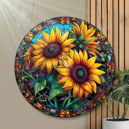 Sunflowers Plant Acrylic Window Hanging, Acrylic Window Sunflower Plant Sunflower With Chain, Home Decor Art Gift, Garden Gift , Gift For Women , Home Decor , Gift For Flower Lover’s