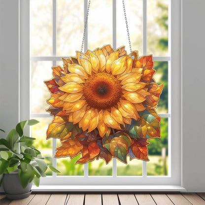 Sunflower Acrylic Window Hanging, Gift For Sunflower Flower Lover, Sunflower Decoration, Kitchen Decor, Gift For Grandma, Housewarming Decor