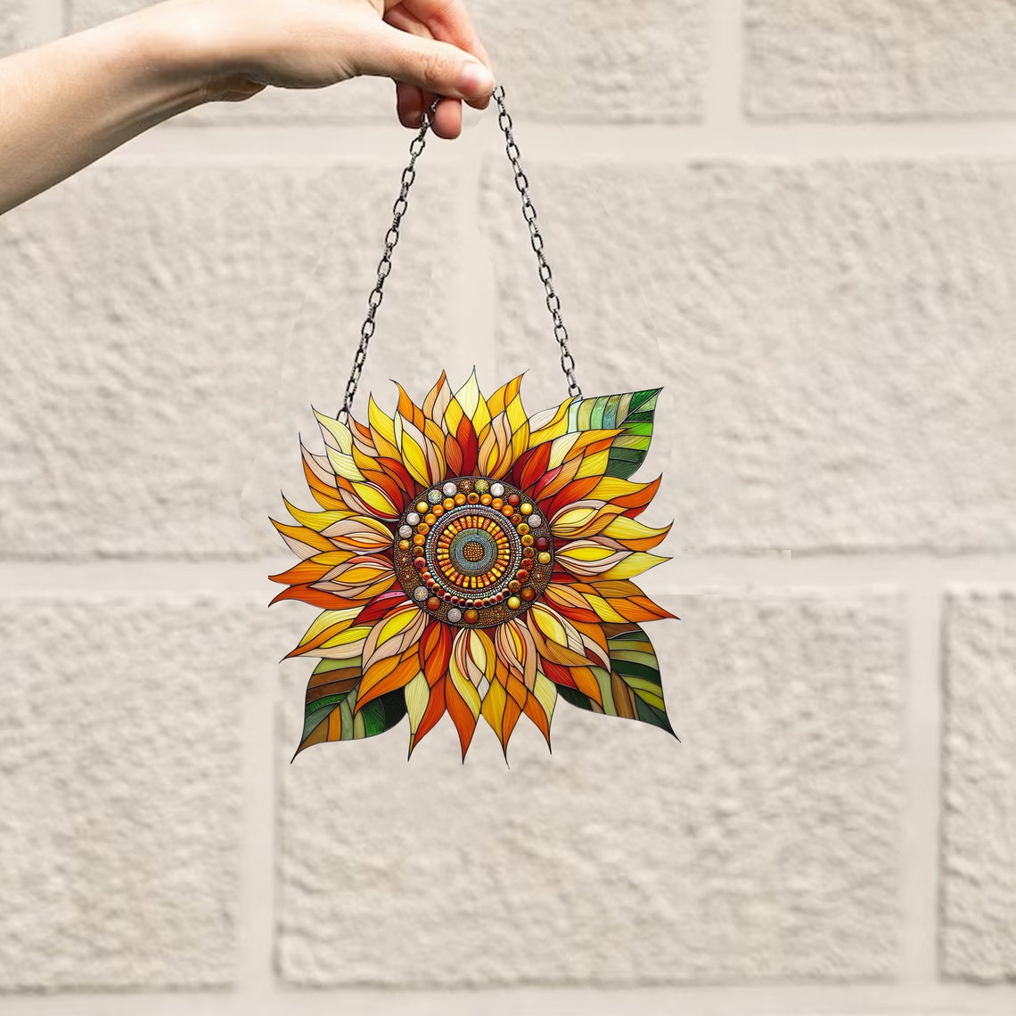 Sunflowers Window Hanging, Sunflower Acrylic Window Hanging Art Decoration, Monstera plant Ornament, Gift for her