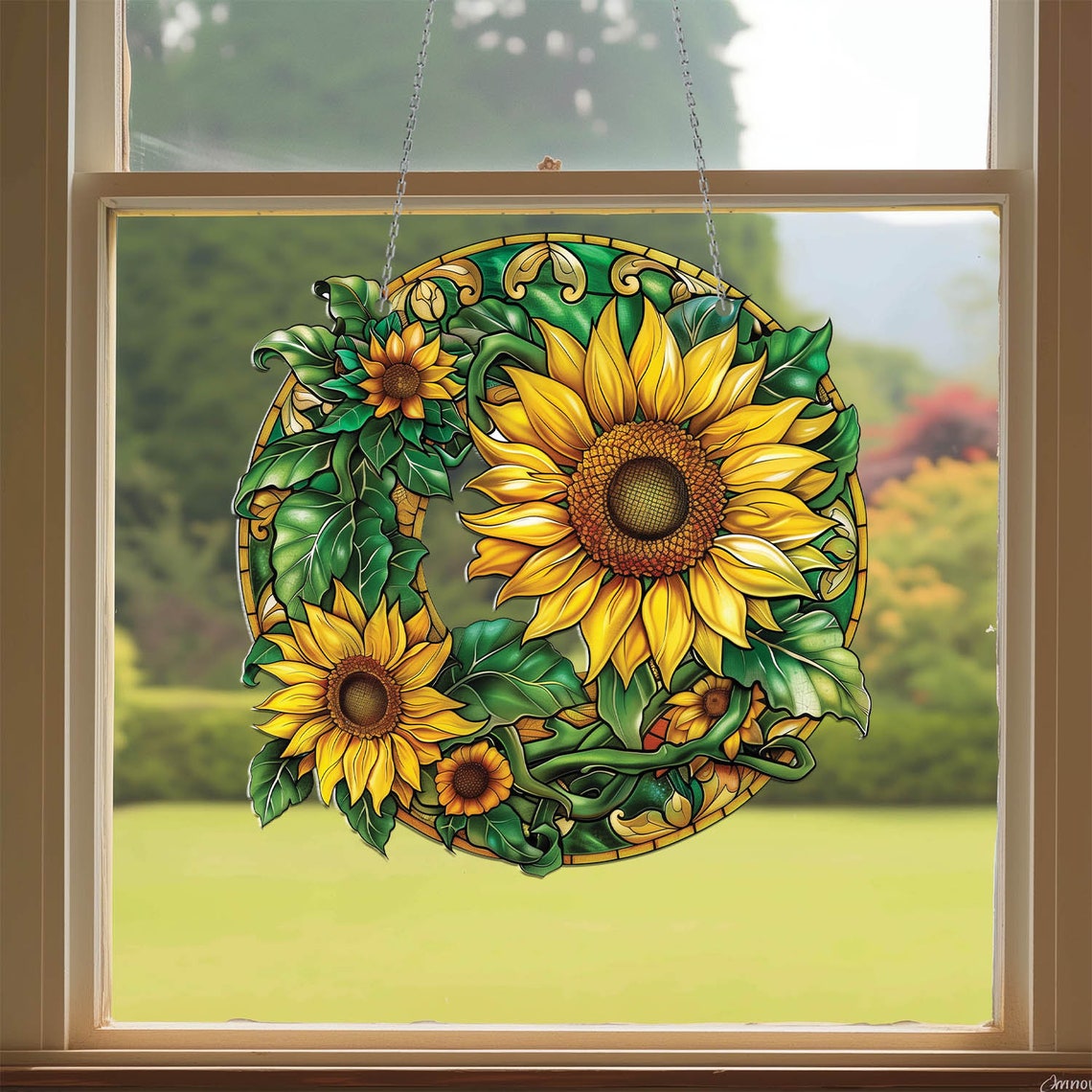 Sunflower Acrylic Window Hanging, Gift For Sunflower Flower Lovers, Sunflower Decoration, Housewarming gift for flower lover, Kitchen Decor