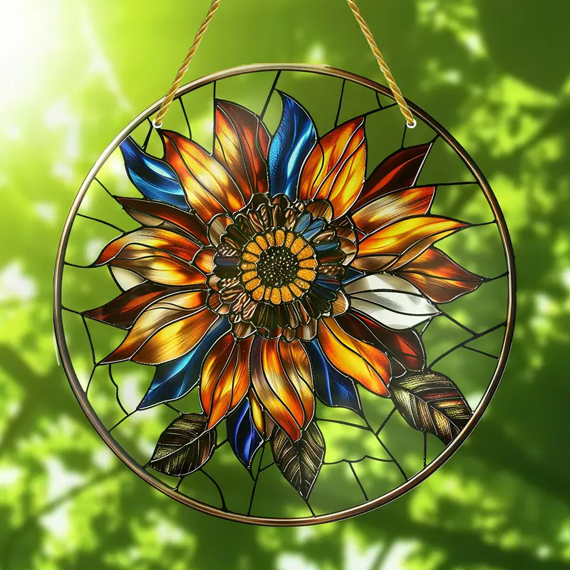 Sunflower Colorful Acrylic Window Hanging, Flower Home Decor, Flower Kitchen Decor, Flower Lover Gift, Hippie Lover’s