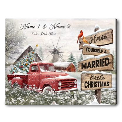 Best Christmas Gift For Newlyweds Farmhouse Red Truck Canvas