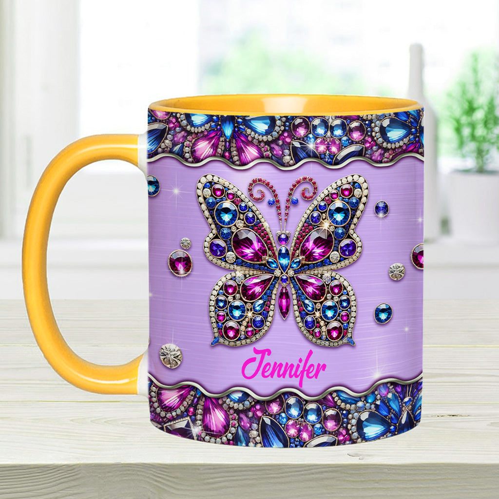 Sparkle Butterfly - Personalized Butterfly Accent Mug