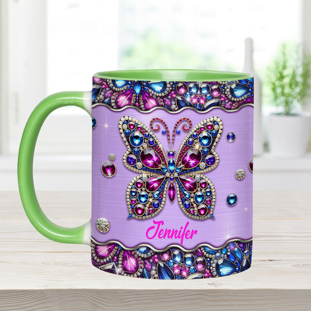 Sparkle Butterfly - Personalized Butterfly Accent Mug