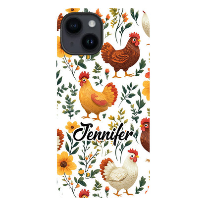 Cute Flowers Chickens - Personalized Chicken Full Print Phone Case