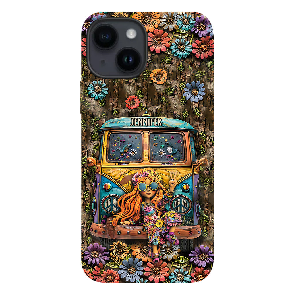 Hippie Bus And Girl - Personalized Hippie Full Print Phone Case