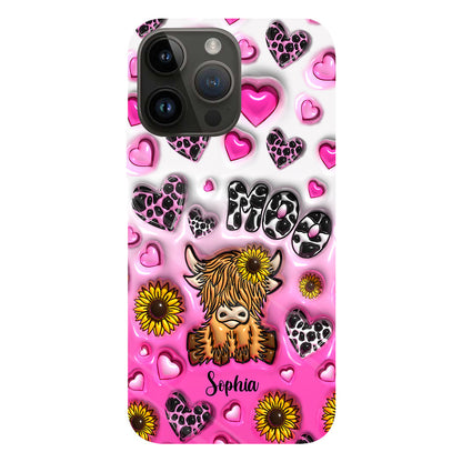 Cute Sunflower Highland Cow - Personalized Cow Full Print Phone Case