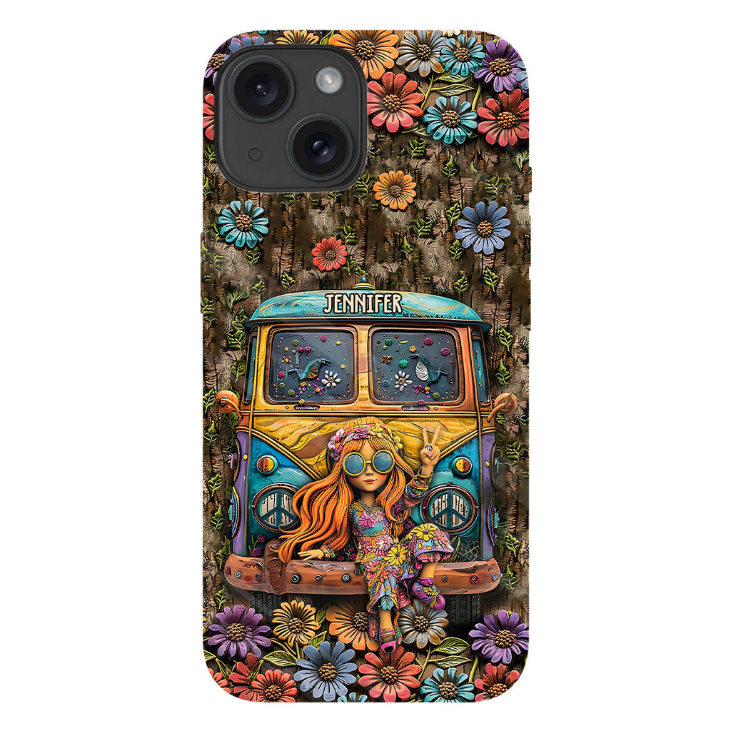 Hippie Bus And Girl - Personalized Hippie Full Print Phone Case