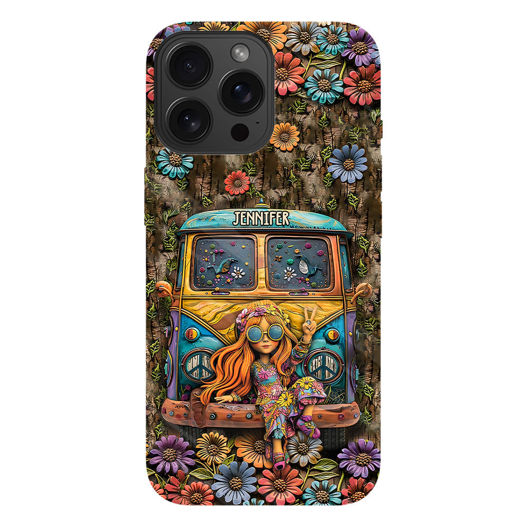 Hippie Bus And Girl - Personalized Hippie Full Print Phone Case