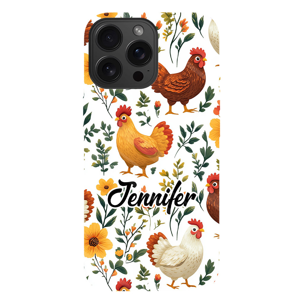 Cute Flowers Chickens - Personalized Chicken Full Print Phone Case