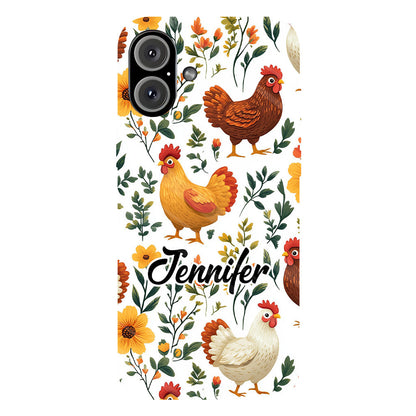 Cute Flowers Chickens - Personalized Chicken Full Print Phone Case