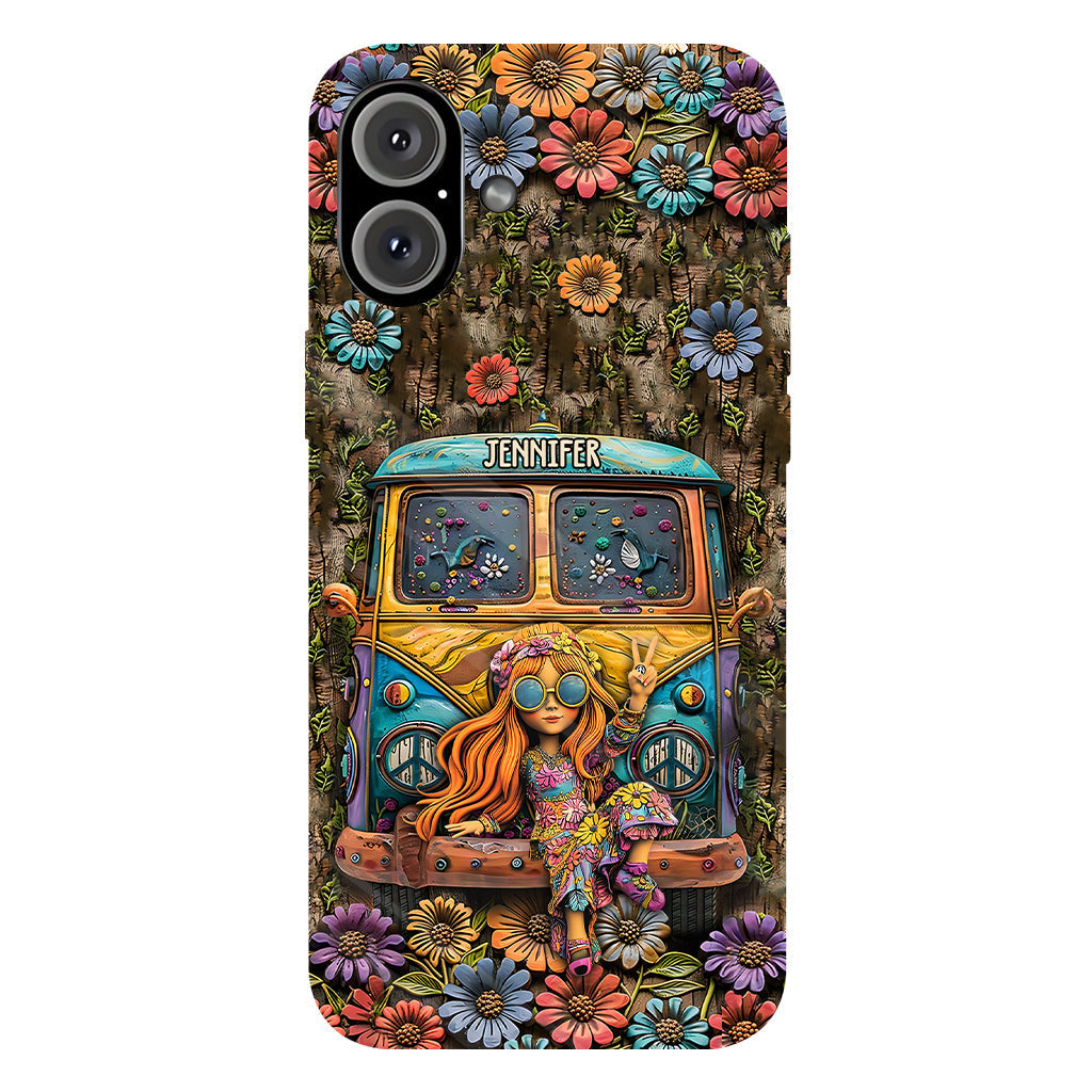 Hippie Bus And Girl - Personalized Hippie Full Print Phone Case