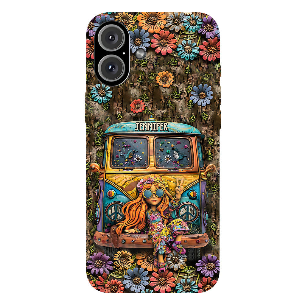 Hippie Bus And Girl - Personalized Hippie Full Print Phone Case