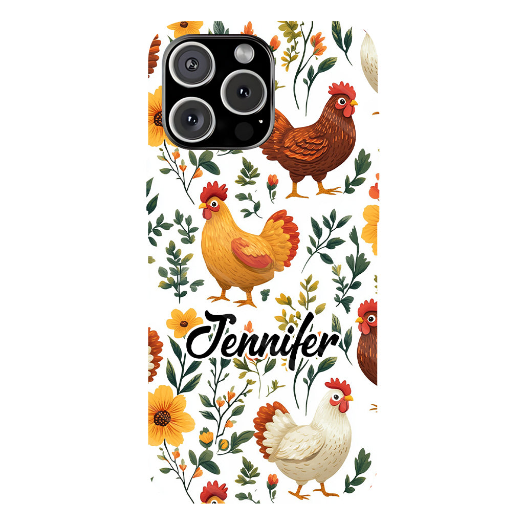 Cute Flowers Chickens - Personalized Chicken Full Print Phone Case