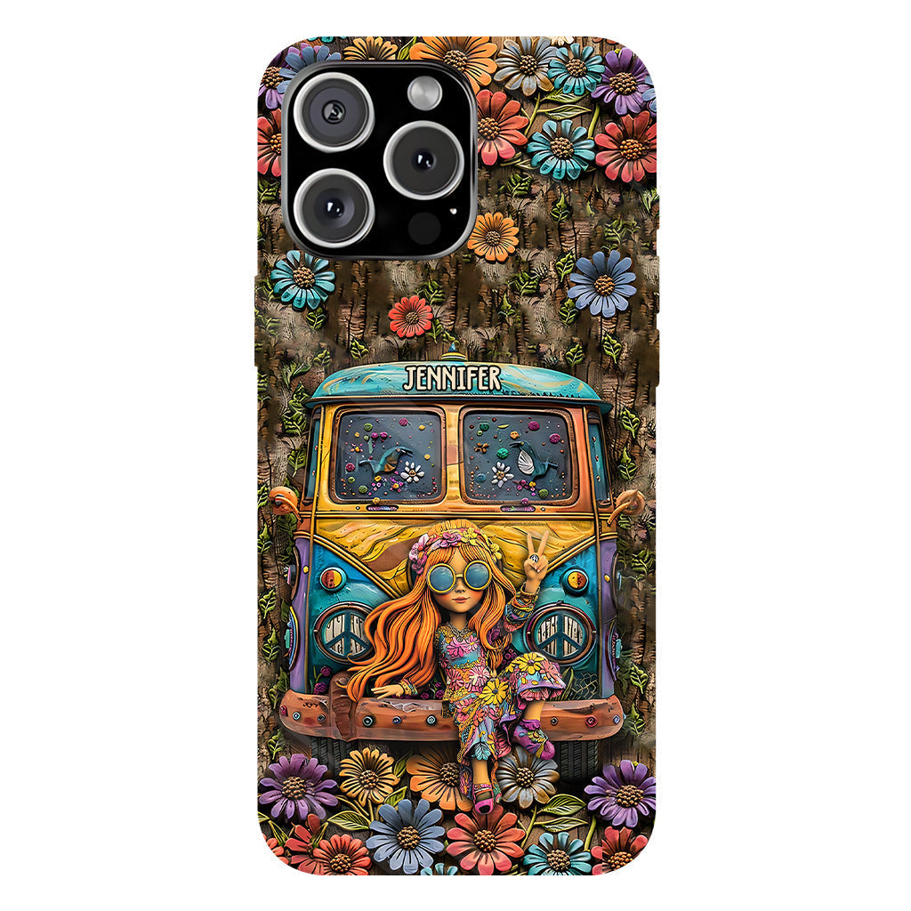 Hippie Bus And Girl - Personalized Hippie Full Print Phone Case